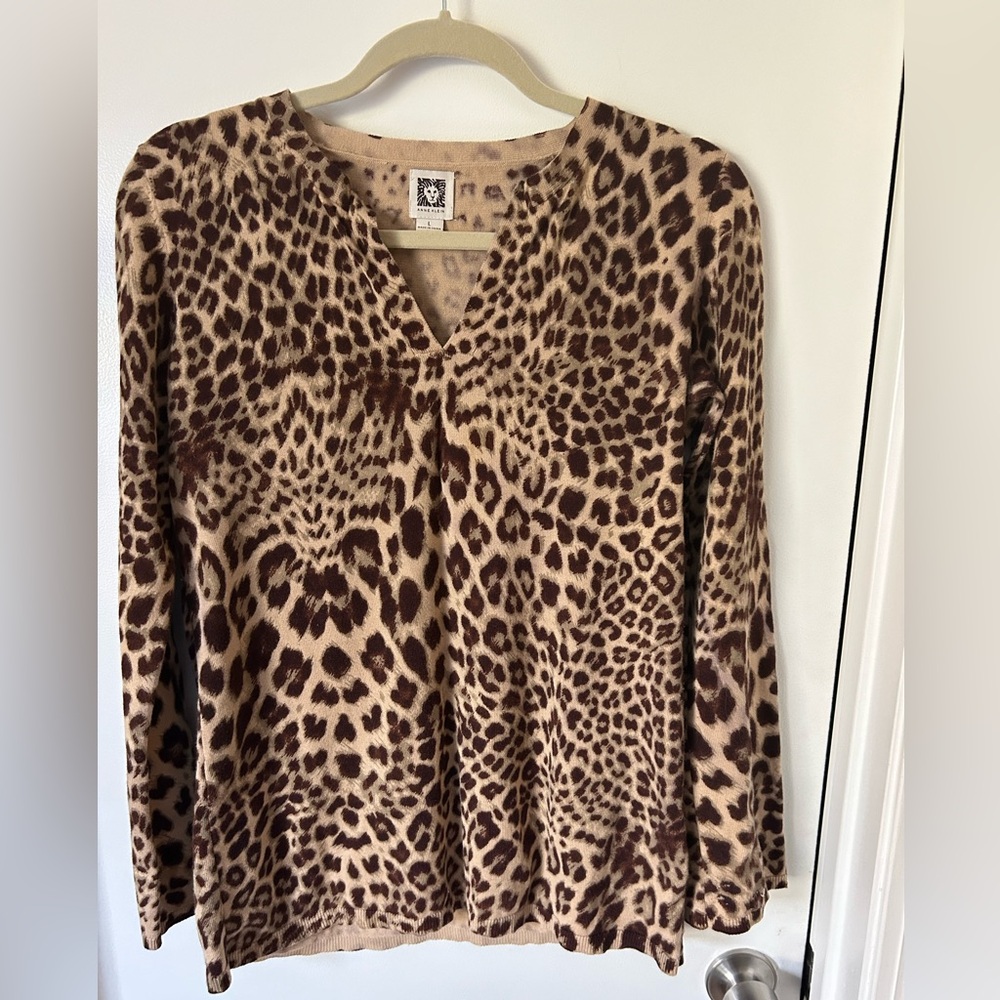 Anne klein - womens animal print top- size large